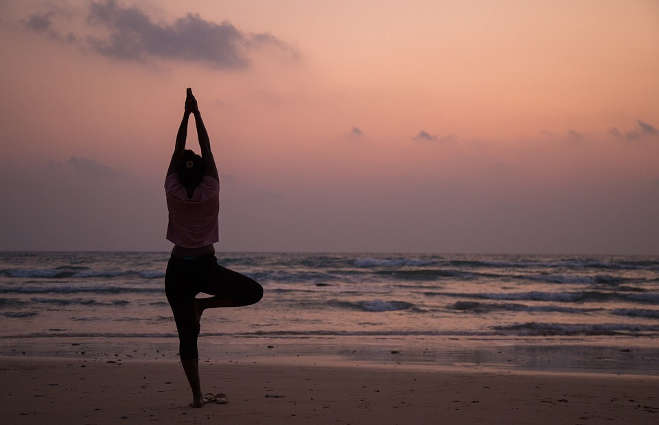 yoga, beach, healthy