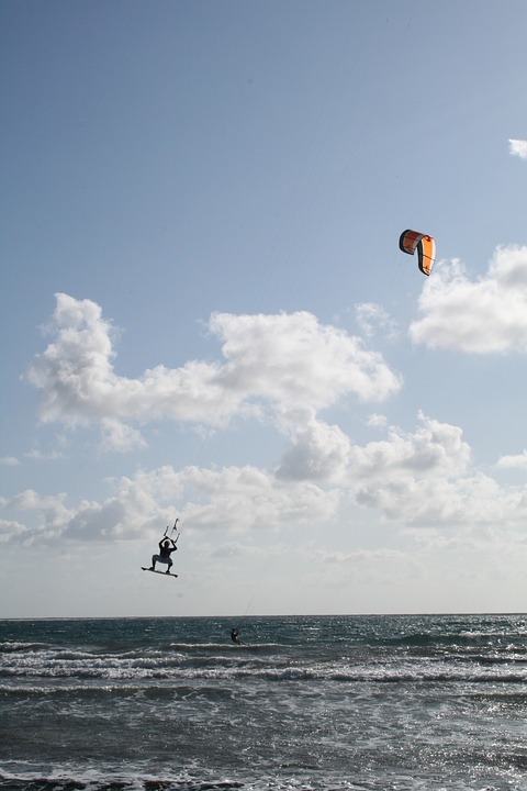 kite surfing, sea, wind