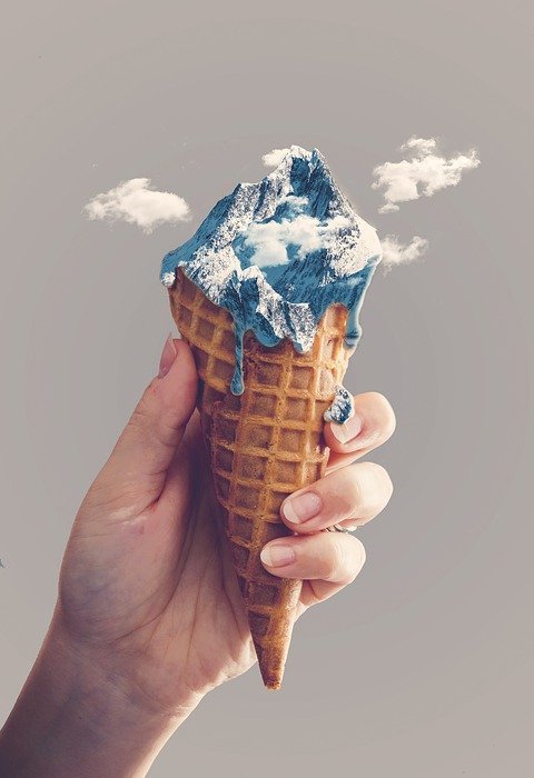 ice cream, mountain, cloud