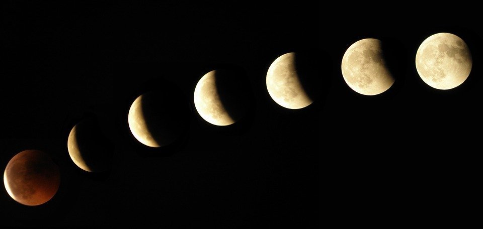 moon, eclipse, phases