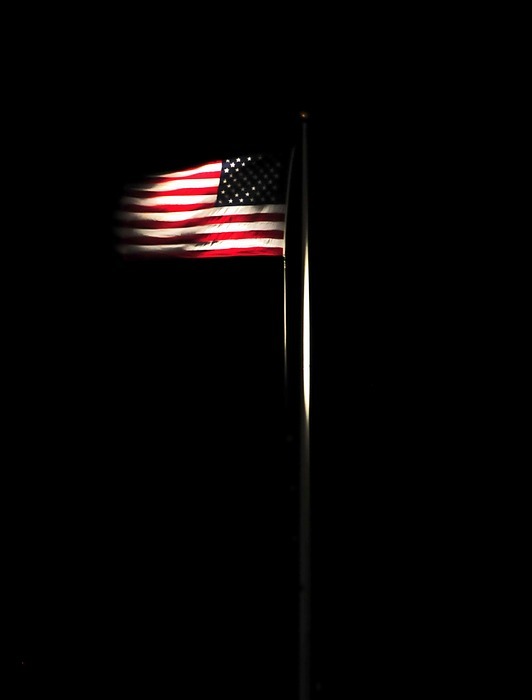 american flag, night, illuminated