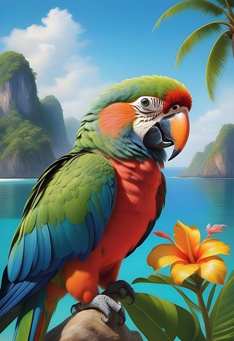 ai generated, parrot, exotic bird