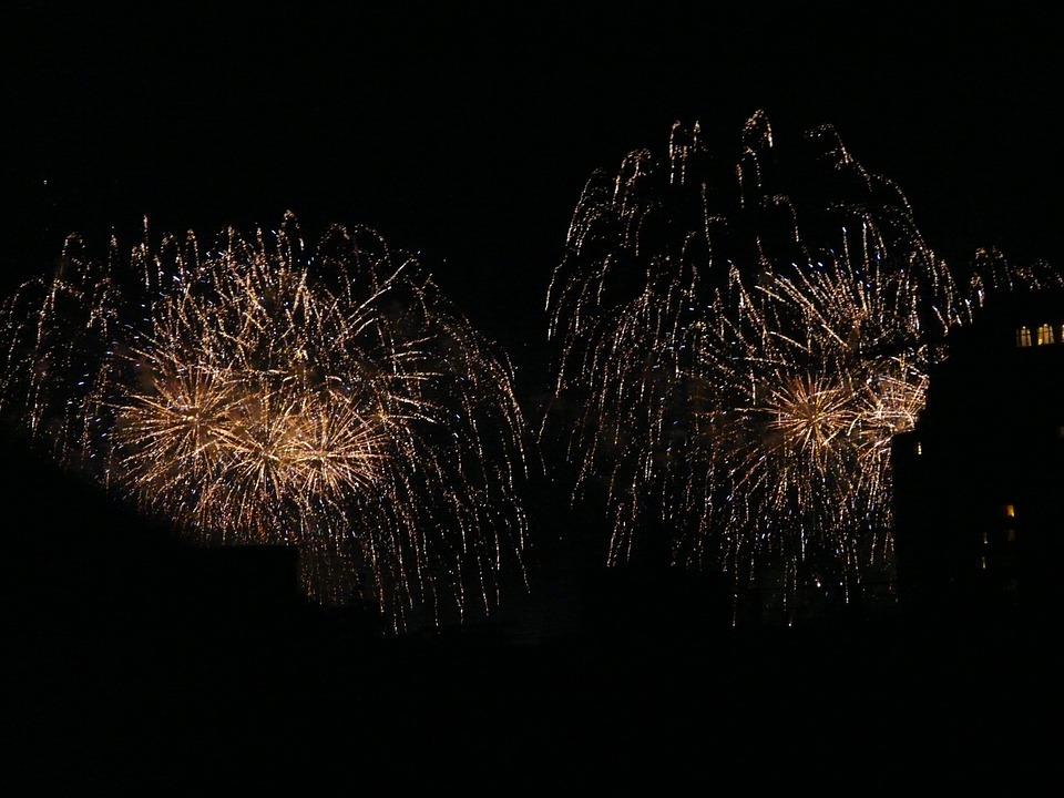 fireworks, explode, night