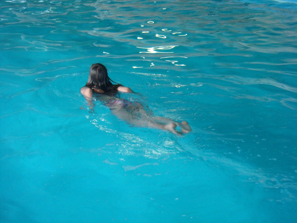 girl, water, swimming pool