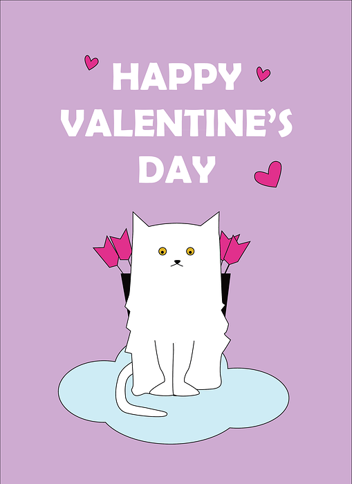 valentine, heart, cat