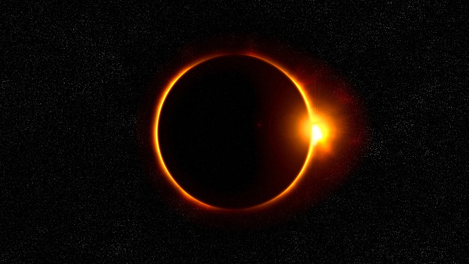 solar eclipse, sun, flare