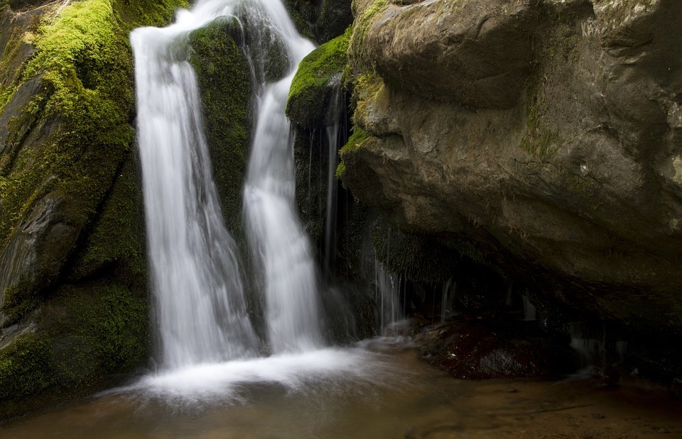 waterfall, cascade, flowing