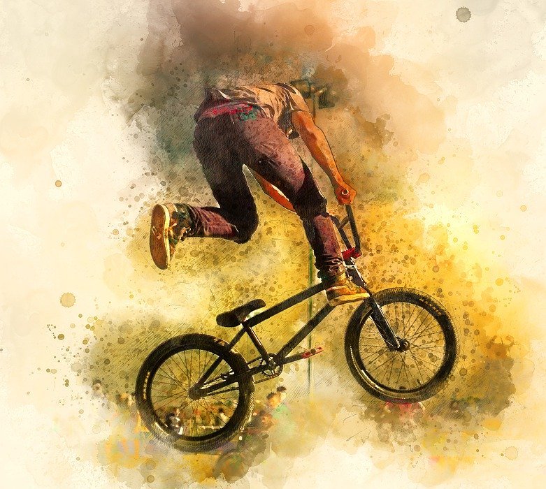 watercolor, painting, bmx