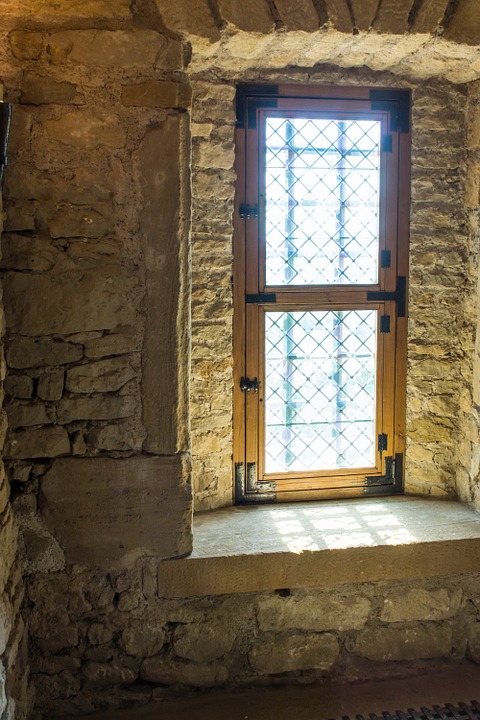 castle, window, light
