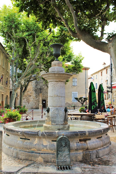 fountain, village square, france