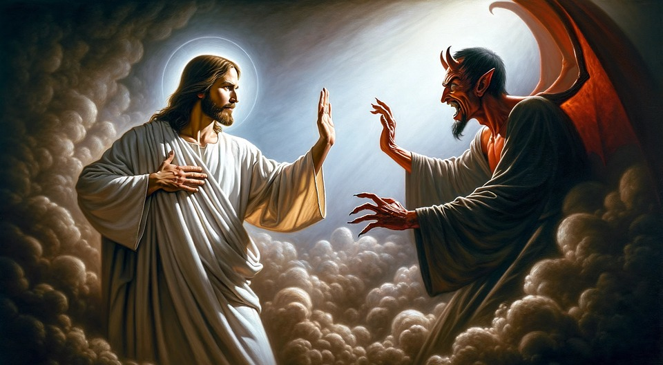 jesus versus devil, christ confronts deception, jesus battles devil