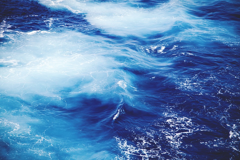 water, waves, blue