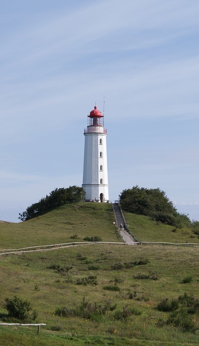 lighthouse, hiddensee, summer