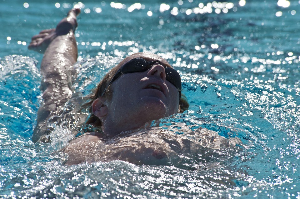 swimmer, backstroke, pool