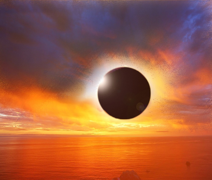 solar eclipse, sunset, eclipse