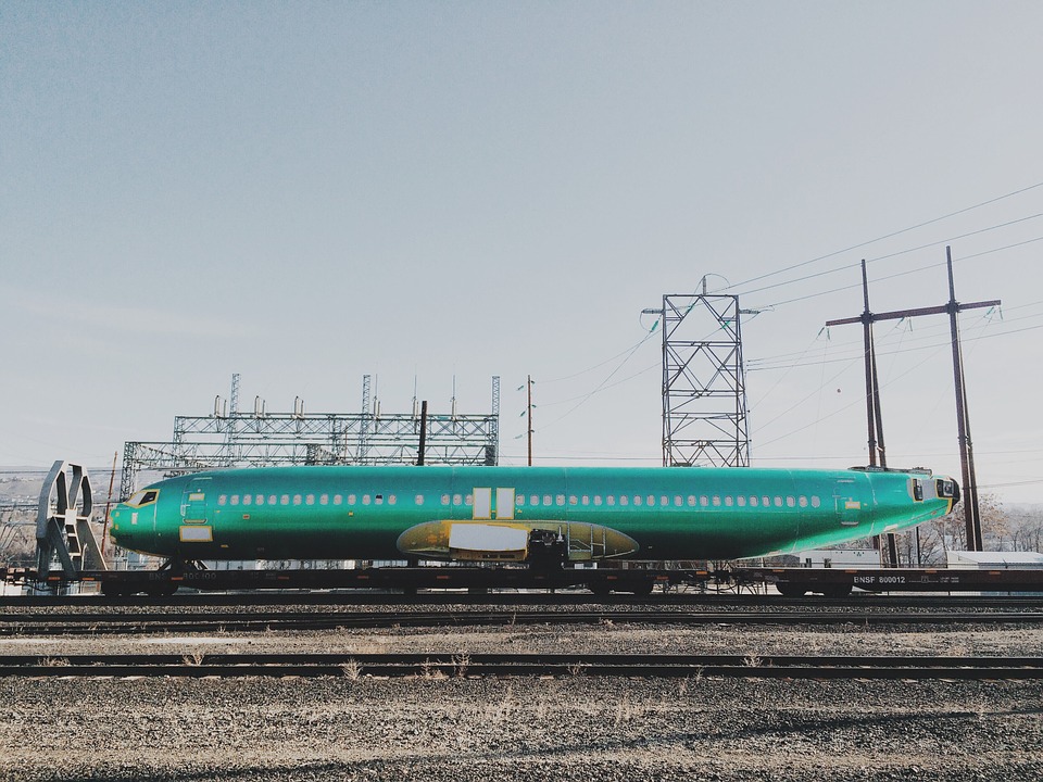 industrial, airplane, train tracks