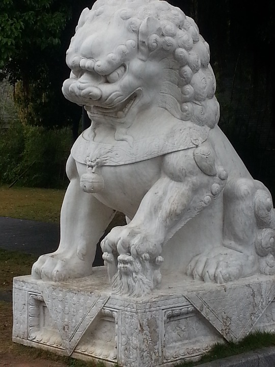 lion, stone, statue