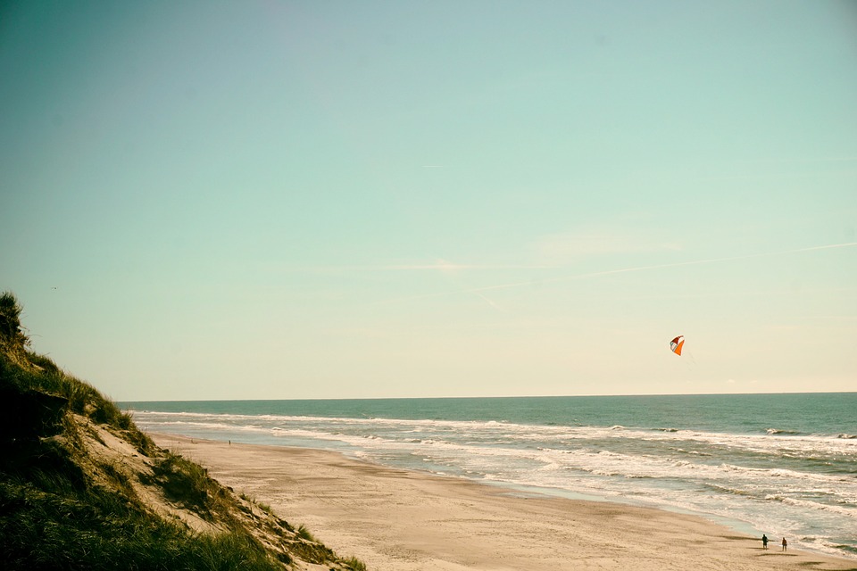beach, kite, wind