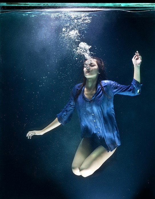 blue, underwater, fashion