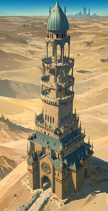 desert, tower, fantasy