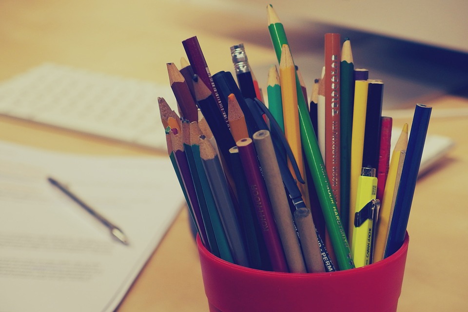 pencils, pens, stationary