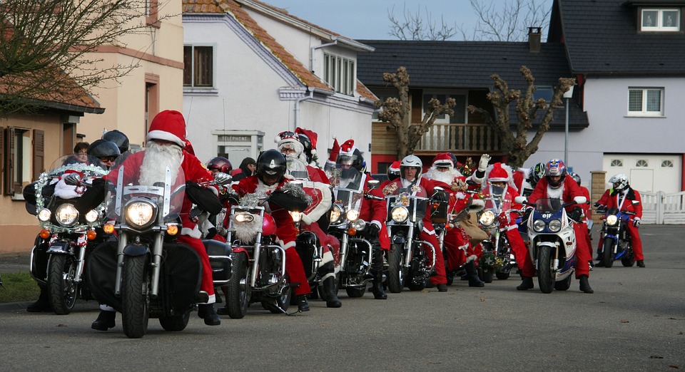 father christmas, motorcycles, bikers