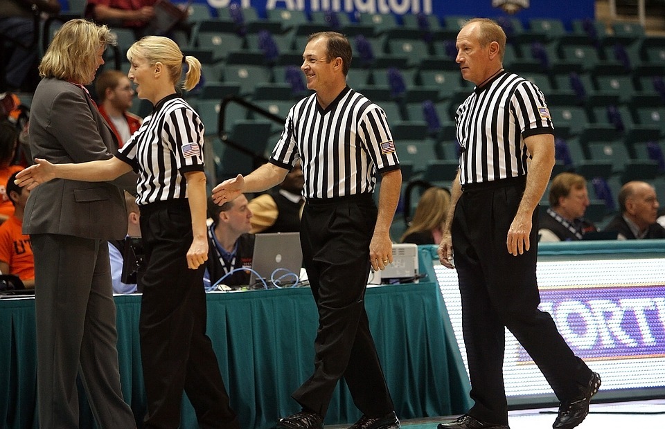 basketball officials, referees, game