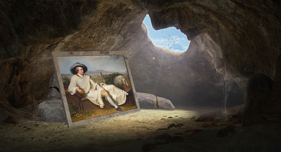 goethe in the roman campagna, cave, painting