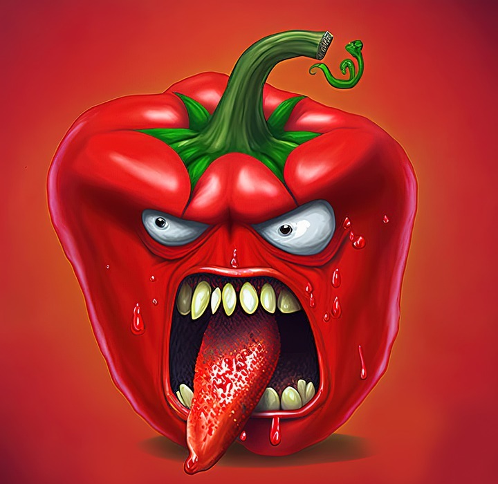 bell pepper, red, angry