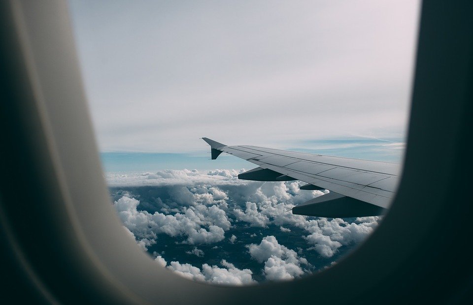 airplane, window, wing