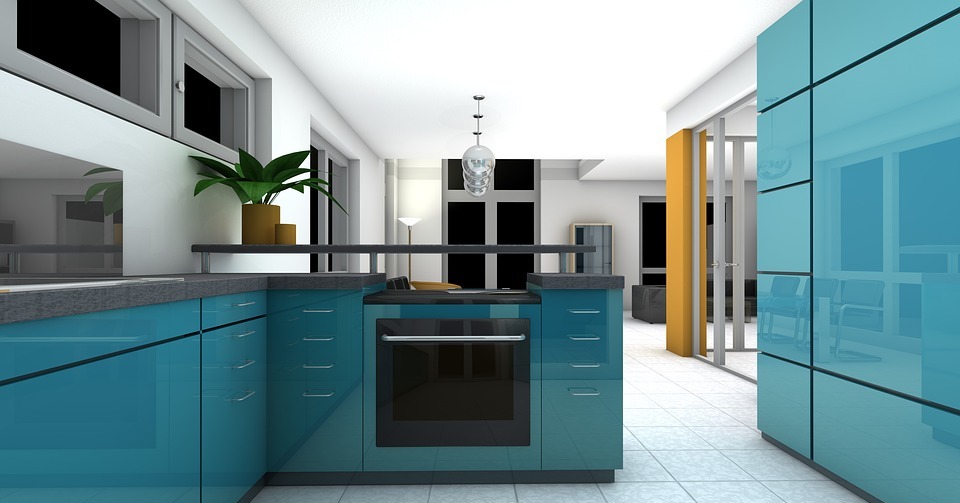 kitchen, dining room, rendering