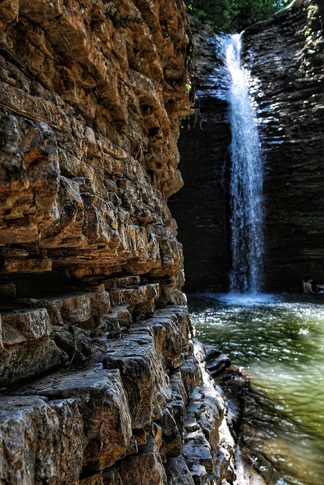 waterfall, rocks, gorge