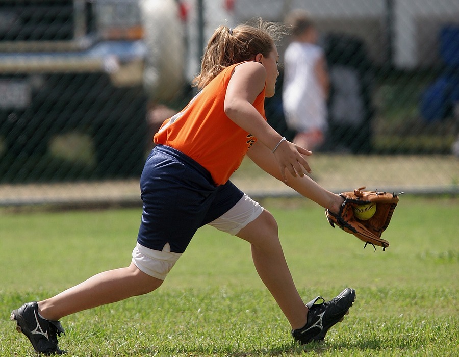 softball, player, catch