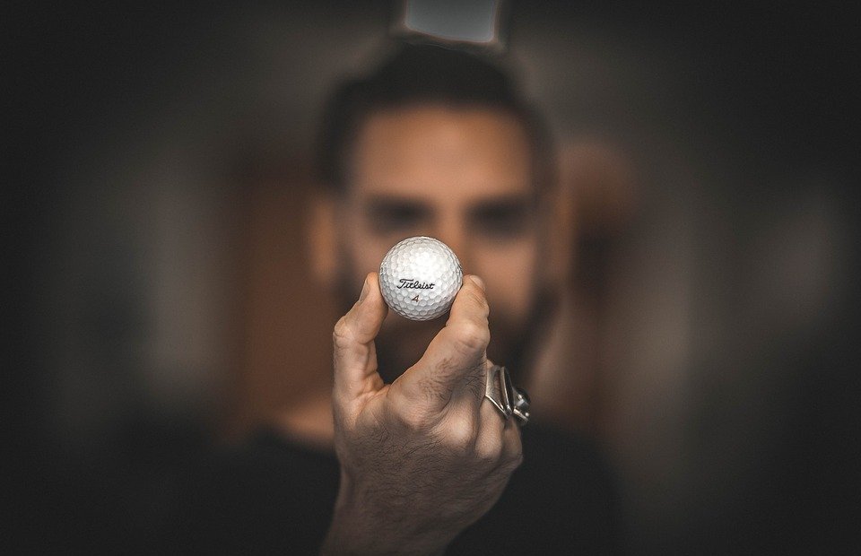 golf ball, hand, macro