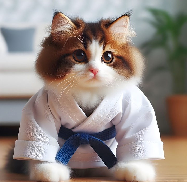 ai generated, cat, karate