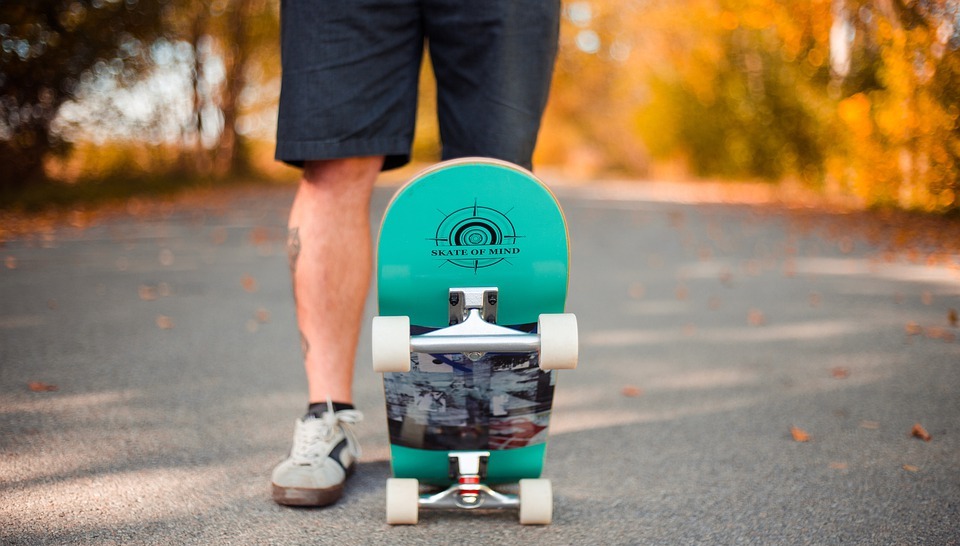 skateboard, man, autumn