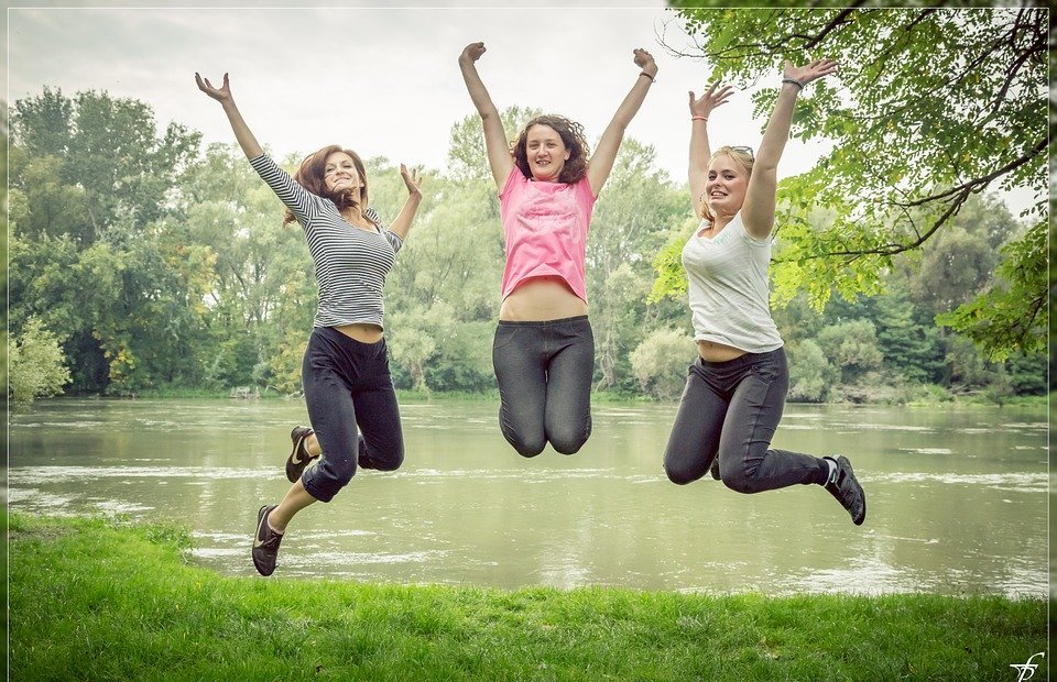 jumping, jump, happy people
