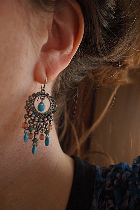 earrings, ear, beads