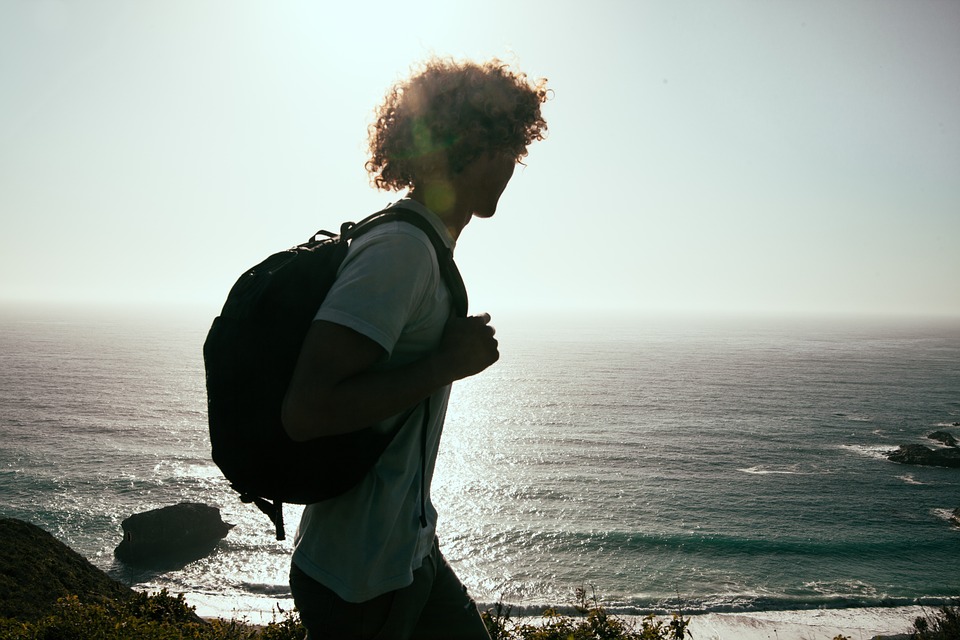 man, hiking, backpack