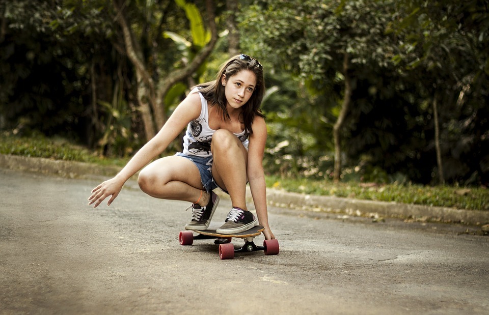 skateboard, girl, woman