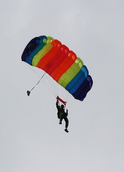 parachute, skydiving, jump