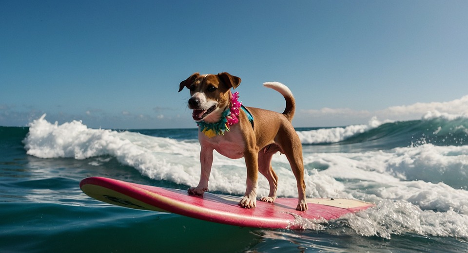 dog, skateboard, animal