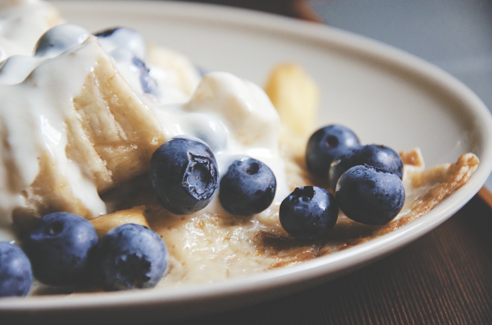 blueberries, pancake, breakfast