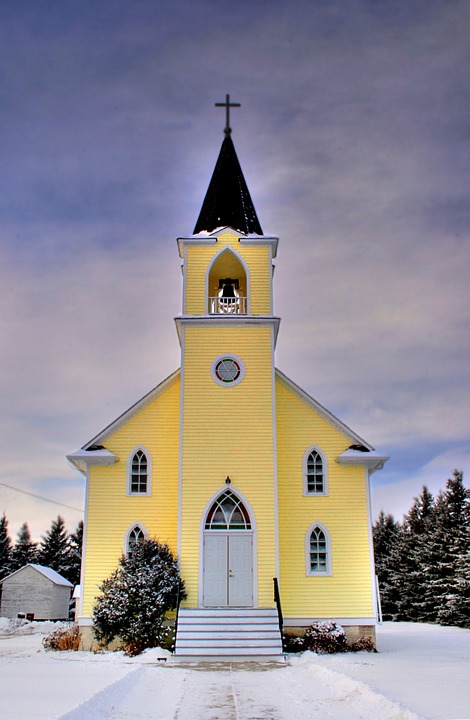 church, christian, winter