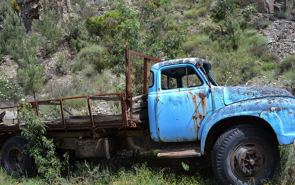 truck, wreck, rust