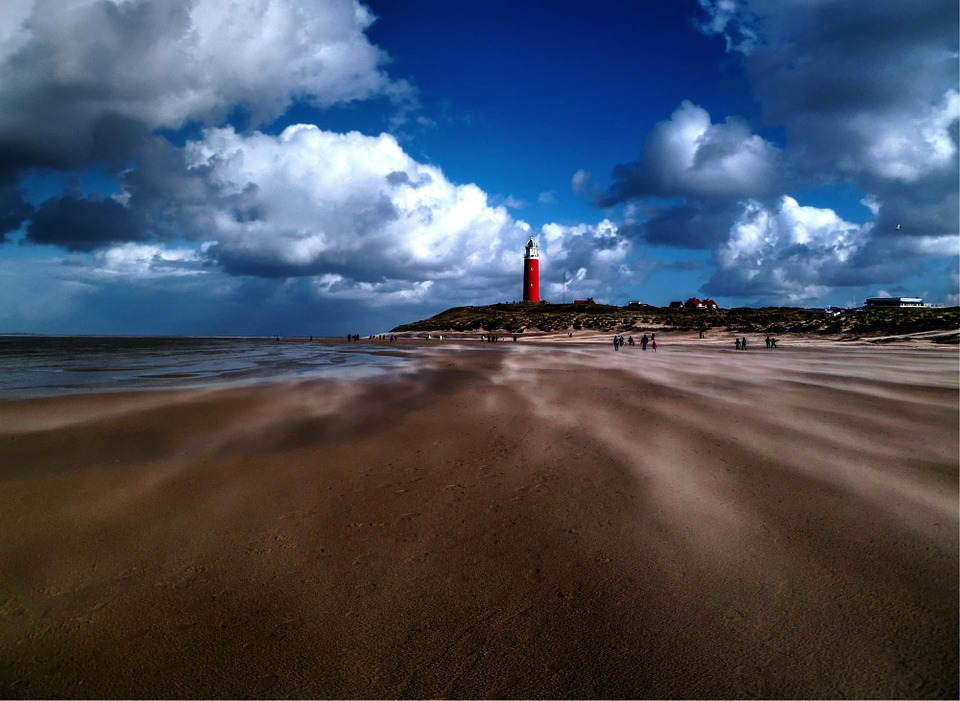 lighthouse, beach, sand
