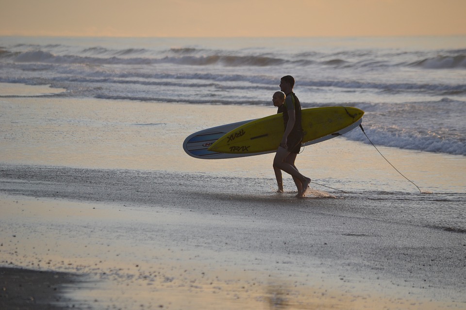 surfing, sunset, surfers