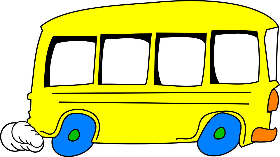 schoolbus, yellow, driving