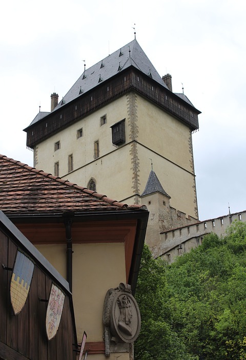 castle, karlstejn, wall