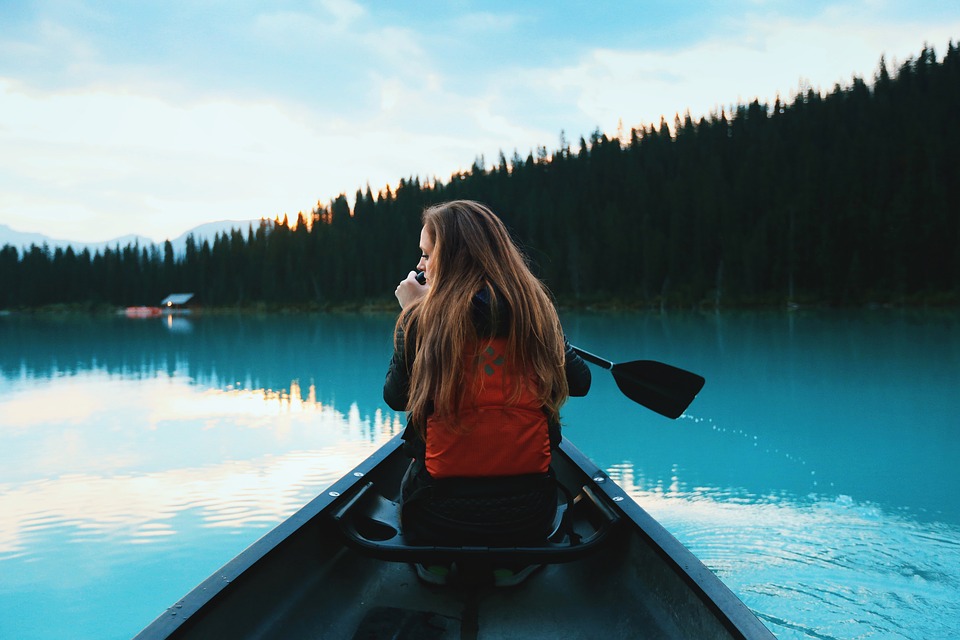 canoeing, girl, canoe